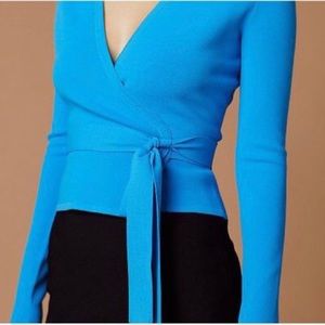 Diane Von Furstenberg long sleeve knit wrap top